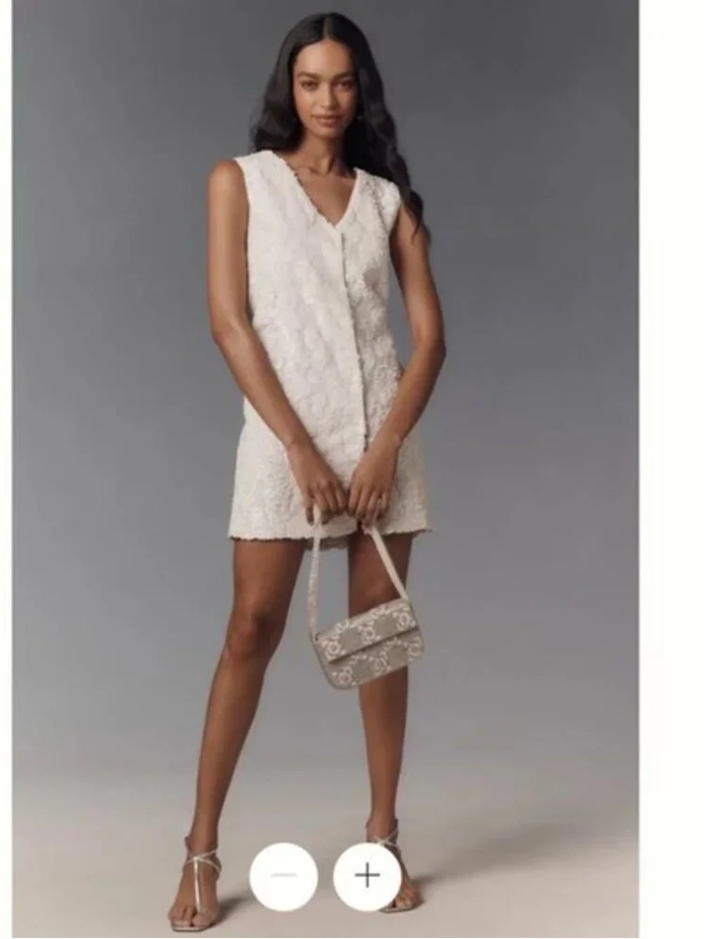 Anthropologie Ivory Sleeveless V-Neck Bridal Shift Dress
